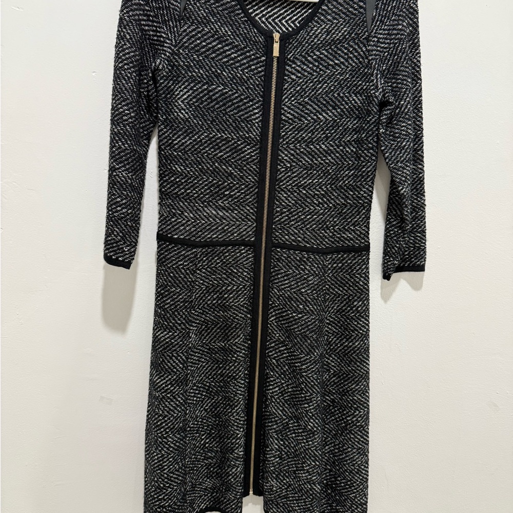 Ann Taylor Black and Gray Long Sleeve Dress/Jacket